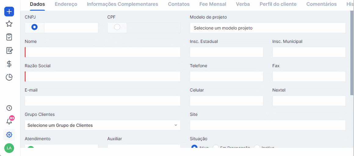 Preenchimento automático de dados via CNPJ